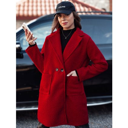 Dámský kabát oversize BARALITE dlouhý a'la baranek NY0708 (Velikost ONE SIZE, Barva Červená)
