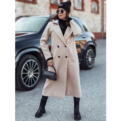 Dámský kabát oversize MODVENTURE s kapucí NY0721 (Velikost ONE SIZE, Barva Béžová)