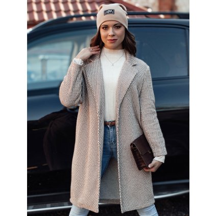 Dámský kabát oversize TEDDSTYLE NY0724 (Velikost ONE SIZE, Barva Béžová)