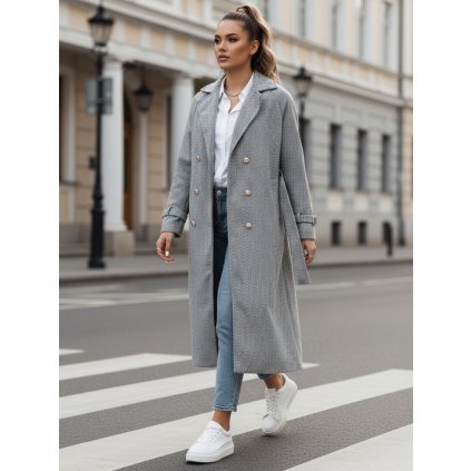 Dámský kabát oversize CAMELLYN dlouhý  NY0742 (Velikost ONE SIZE, Barva Světle šedá)