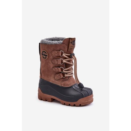 Vysoké Teplé Dětské Sněhule Se Stažením Lee Cooper LCJ-24-44-2842K (Velikost 33, Barva Hnědá)