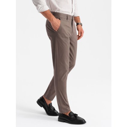 Pánské uniformní chino kalhoty REGULAR FIT - V1 OM-PACP-0183 (Velikost S, Barva Hnědá)