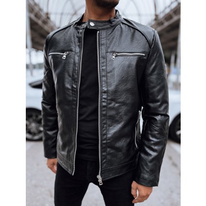 Pánská stylová kožená bunda v biker stylu TX4713 - Černá M
