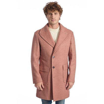 Pánský vlněný kabát CMO3 NAC Roberto Pepe Luxury (Barva Růžová, Velikost 48)