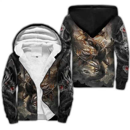 Mikina s 3D potiskem Skull Dragon Tattoo CS345
