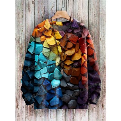 Svetr s potiskem 3D Multicolor Art CS414 (Barva (varianta) Svetr, Velikost M)