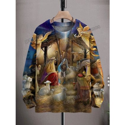 Svetr s potiskem 3D Christmas Jesus CS432 (Barva (varianta) Svetr, Velikost 3XL)