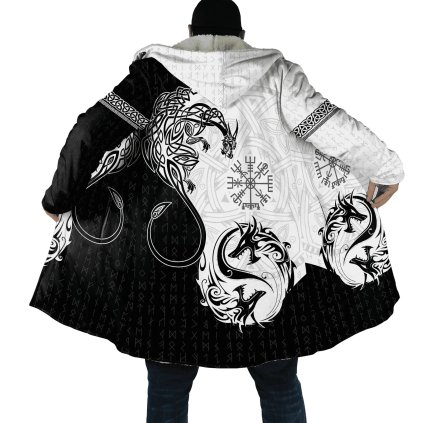 Zimní mikina s 3D potiskem Dragon and Odin CS522 (Barva (varianta) Mikina s kapucí, Velikost 5XL)