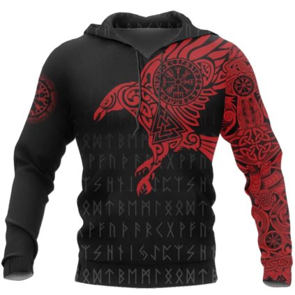Mikina s potiskem havran 3D CS387 (Barva (varianta) Mikina na zip, Velikost L)