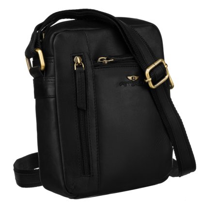 Klasická kožená pánská messenger taška s kapsami (Barva Černá)