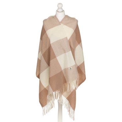 Teplá kostkovaná dámská šála (Barva světle hnědá)
