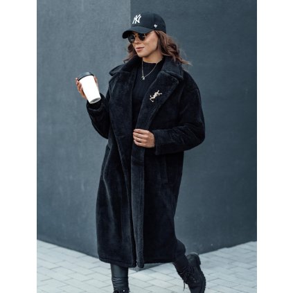 Dámský zimní kabát GLAMFUR dlouhý kožešinový TY4697 (Velikost M, Barva Černá)