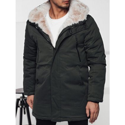 Pánská zimní bunda parka s kapucí TX4966 (Velikost M, Barva Zelená)