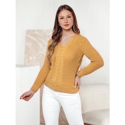 Dámský ažurový svetr CANDIS   MY1804 (Velikost ONE SIZE, Barva Béžová)