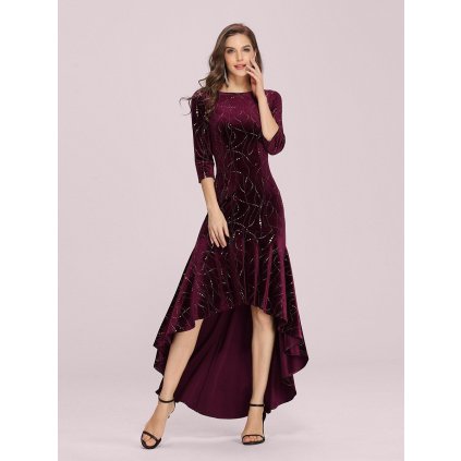 Elegantní velurové šaty asymetrického střihu (Barva Tmavě zelená, Velikost 4XL)