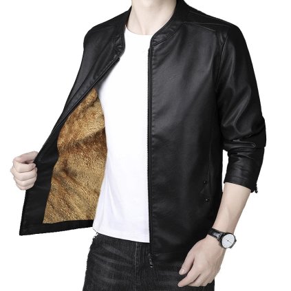 Pánská kožená bunda ND117 (Barva Vínová, Velikost 3XL)