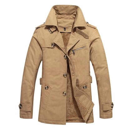 Pánský kabát military s kožíškem uvnitř (Barva Tmavě modrá, Velikost 5XL)