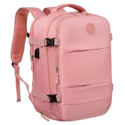 cestovní batoh s USB portem z polyesteru (Barva Růžová)