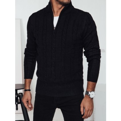 Pánský svetr s límečkem na knoflíky WX2265 (Velikost 2XL, Barva Černá)