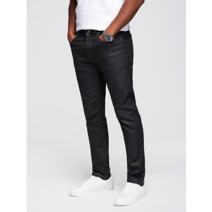 Pánské voskované džínové kalhoty SLIM FIT (Velikost S, Barva Černá)