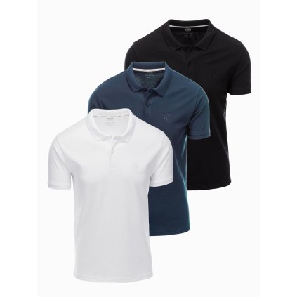 pánské bavlněné polo tričko 3 kusů V1 - ESPIR (Velikost S, Barva (varianta) Bílá 3)