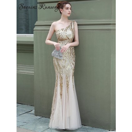 Dlouhé šaty na ples Sequins SQ1012 (Barva Vínová, Velikost 2XL)