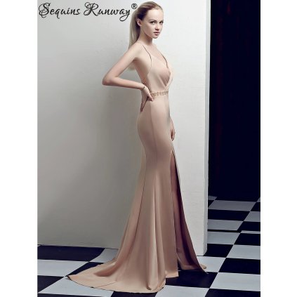 Dlouhé šaty na ples Sequins SQ1023 (Barva Vínová, Velikost 2XL)