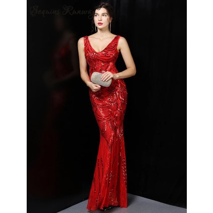 Dlouhé plesové šaty Sequins SQ1135 (Barva Modrá, Velikost XL)