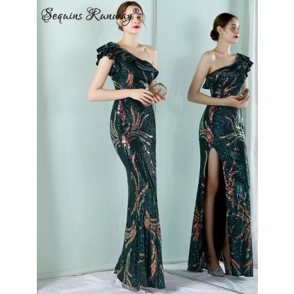 Dlouhé šaty na svatbu Sequins SQ1042 (Barva Zlatá, Velikost 2XL)