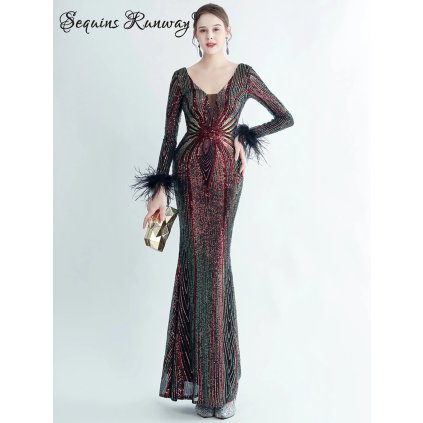 Sexy dlouhé šaty na svatbu Sequins SQ1152