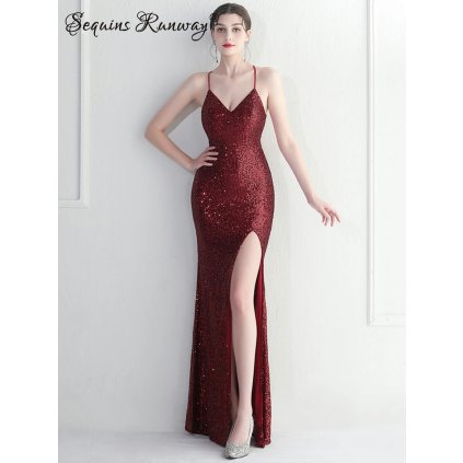 Sexy dlouhé šaty na společnost Sequins SQ1178