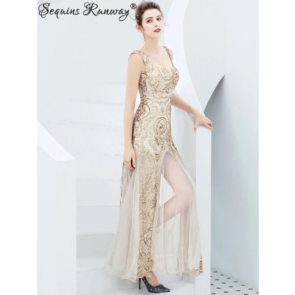 Večerní šaty dlouhé Sequins SQ1225 (Barva Vínová, Velikost XL)