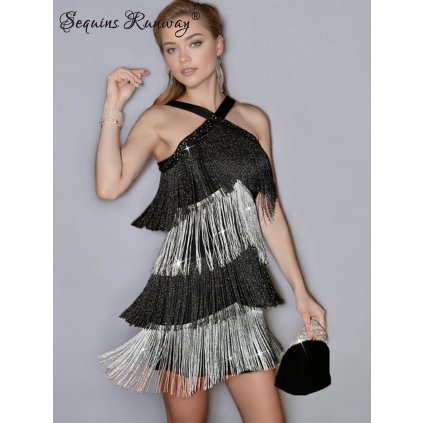 Večerní krátké šaty Sequins SQ995 (Barva Bílá, Velikost L)