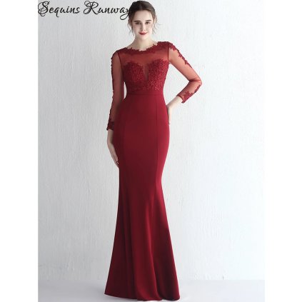 Večerní šaty dlouhé Sequins SQ1235 (Barva Vínová, Velikost XL)