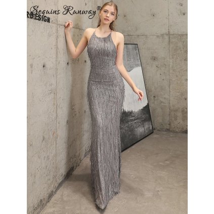 Večerní šaty dlouhé Sequins SQ1239 (Barva Černá, Velikost S)