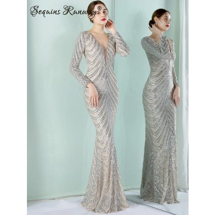 Svatební šaty dlouhé Sequins SQ1254 (Barva (varianta) YEY-19055 Wine, Velikost 2XL)