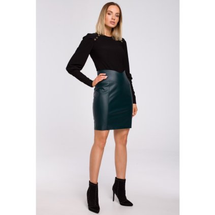 Značková mini sukně kožená M527 - Zelená S