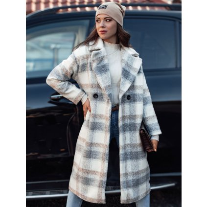 Dámský kabát oversize MARIZZI dlouhý kostkovaný vzor NY0716 (Velikost ONE SIZE, Barva Barevná)