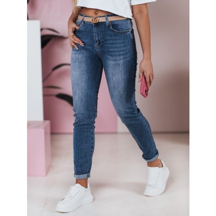 Dámské džíny slim fit średni stan FLEXI UY2389 (Velikost S, Barva Tmavě modrá)