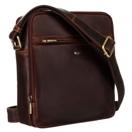 Pánská taška Messenger z pravé kůže s vnější kapsou