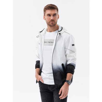Men's sports jacket with ombre effect - and black V4 - ESPIR (Velikost S, Barva Bílá)