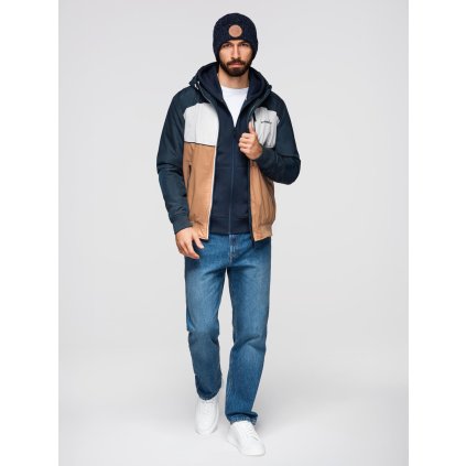 Lehká barevná pánská sportovní bunda s fleecem V1 OM-JANP-0194 (Velikost S, Barva Bílá)