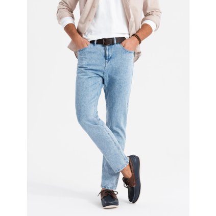 Mramorované pánské džínové kalhoty CARROT FIT V1 OM-PADP-0225 (Velikost S, Barva Tmavě modrá)