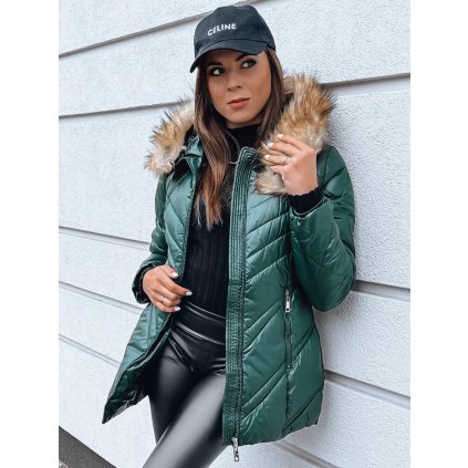 Zimní bunda s kapucí a kožíškem TY4008 -  Zelená L