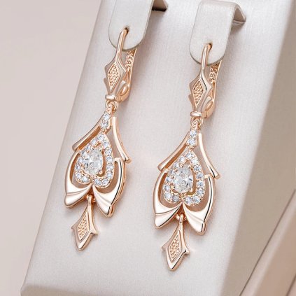 Luxusní náušnice s kameny pozlacené 14K zlatem KI114 (Barva (Varianta) H2162-White)