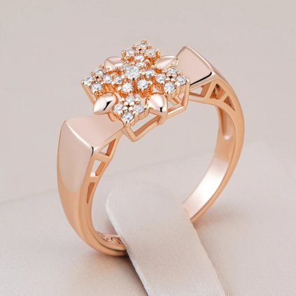 Luxusní prsten s kameny pozlacený 14K zlatem KI876 (Barva (Varianta) WHITE, Velikost prstenu 9 (59,6 mm))