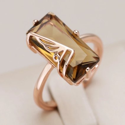 Luxusní prsten s kameny pozlacený 14K zlatem KI884 (Barva (Varianta) Z1183, Velikost prstenu 9 (59,6 mm))