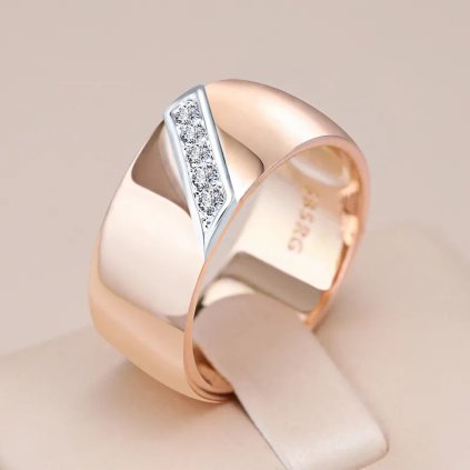 Luxusní prsten s kameny pozlacený 14K zlatem KI904 (Barva (Varianta) Z1081, Velikost prstenu 10 (62,5 mm))
