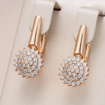 Luxusní náušnice s kameny pozlacené 14K zlatem KI186 (Barva (Varianta) ROSE GOLD)