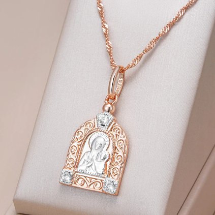 Luxusní náhrdelník s kameny pozlacený 14K zlatem KI776 (Barva (Varianta) H1859)